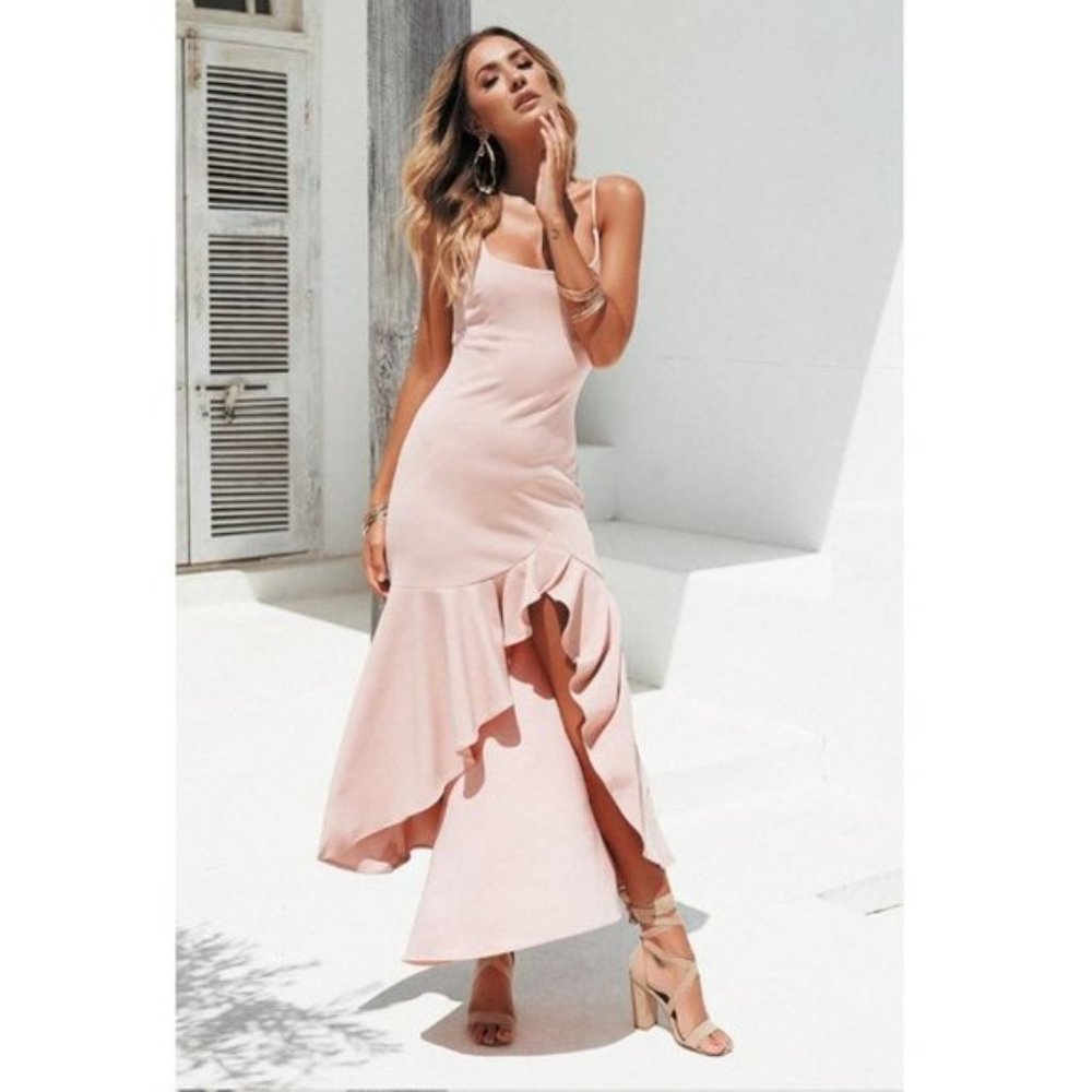 Sexy pink ruffle high low dress Brand New - Picture 2 of 6